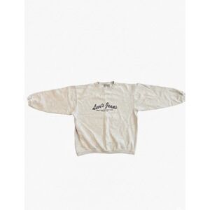 Vintage Levi's Women Crewneck Pullover Cream Sz M Embroidered  Long Sleeve Comfy